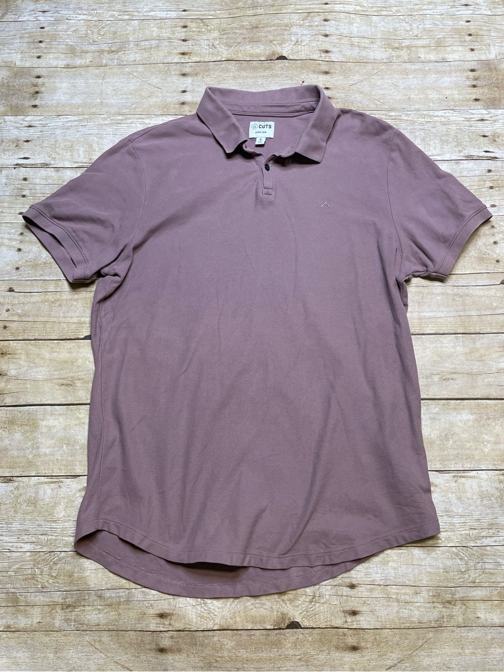 Cuts Men’s Mauve Prestige Curve Hem Polo Shirt Short Sleeve